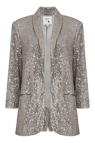 Silver glitter blazer hot sale