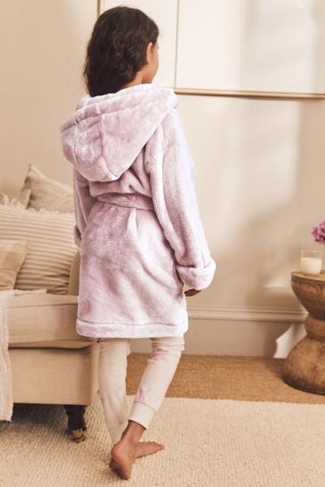 Long pink fluffy dressing gown top