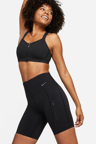 Nike Black Go Firm-Support High-Waisted 8" Biker Shorts with Pockets