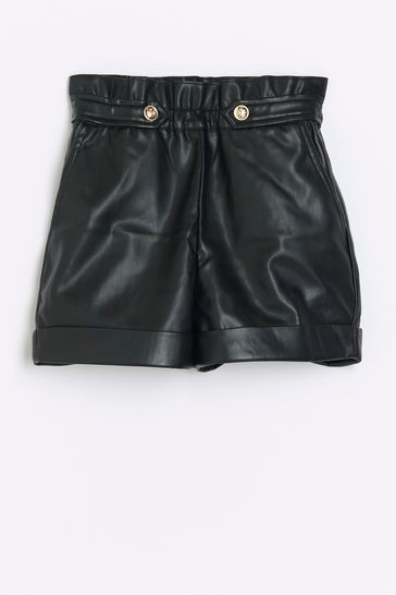 Buy River Island Black Paper Bag Waist Girls Shorts from Next