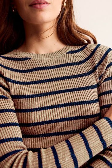 Buy Boden Brown Effie Sparkle Stripe Jumper from Next Denmark