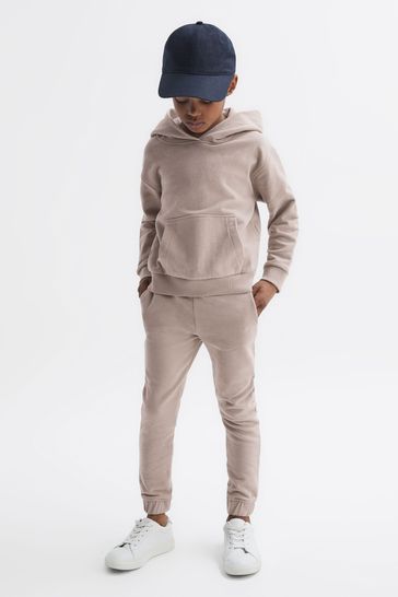 Reiss Taupe Alexander Senior Oversized Cotton Jersey Hoodie