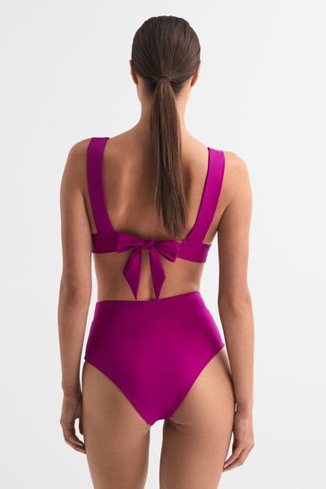 Buy Reiss Magenta Tara Italian Fabric High Rise Bikini Bottoms from Next USA