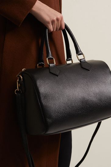 Buy Phase Eight Black Leather Bowling Bag from Next Bahrain