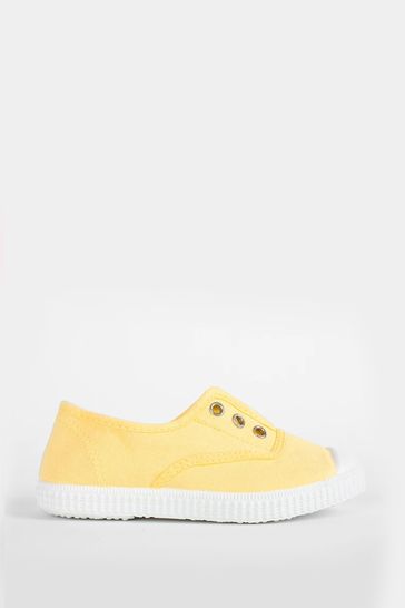 Trotters London Yellow Lemon Plum Canvas Shoes