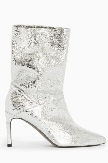 AllSaints Silver Orlana Shimmer Boots
