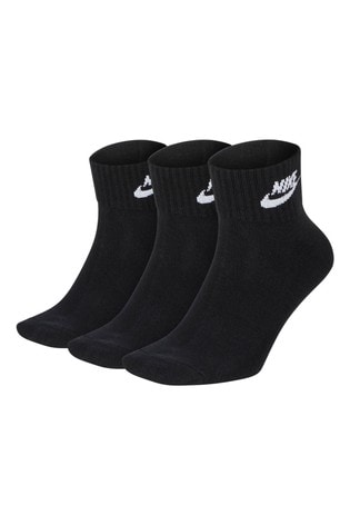 Nike Black 3 Pack Adult Heritage Cushioned Mid Cut Crew Socks