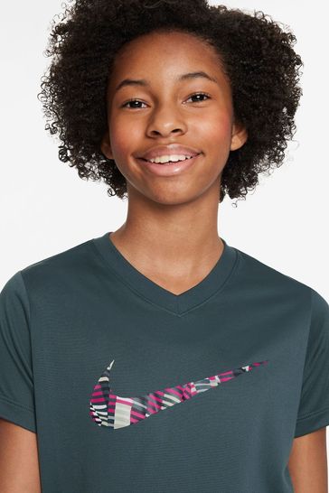 Buy Nike Green Dri FIT Girls V Neck T Shirt from Next Ireland