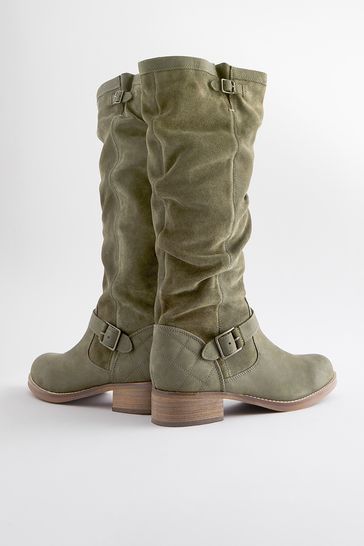 Green knee on sale high boots uk