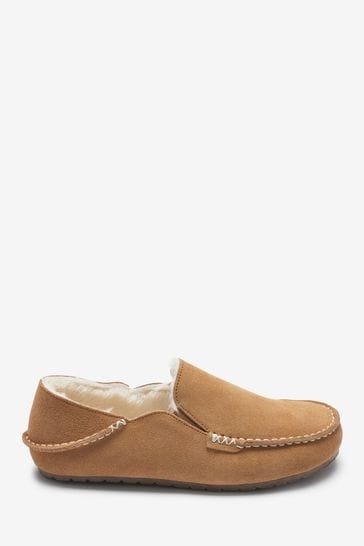 Tan Brown Signature Suede Kickdown Moccasin Slippers
