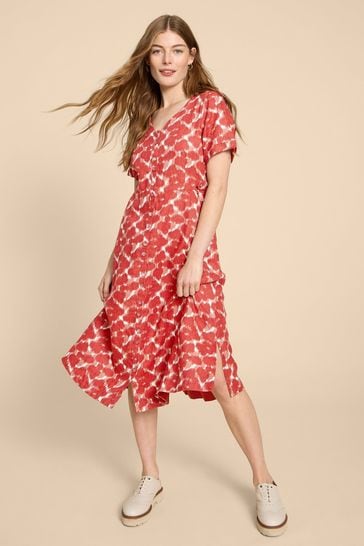 White Stuff Red Ivy Linen Midi Dress