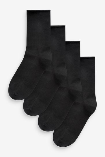 Black Super Soft Bamboo From Viscose Ankle Socks 4 Pack