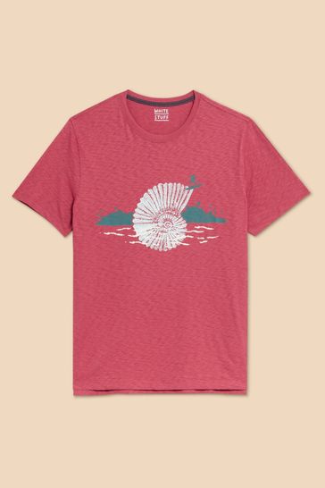 White and red graphic tee shop