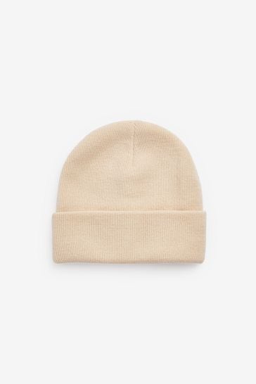 Cream Flat Knit Beanie Hat (3mths-16yrs)
