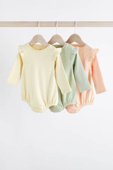 Sage Green Pointelle Baby Bodysuits 3 Pack