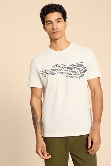 White Stuff White Shoal Fish Graphic T-Shirt