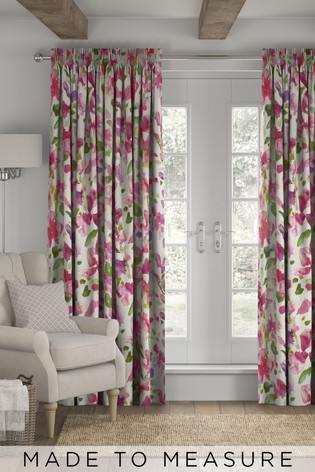 Watercolour Fl Pink Made To, Pink Patterned Curtains