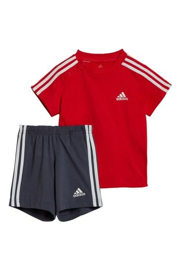 adidas Red Essentials T-Shirt And Shorts Set