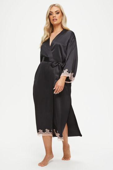 Black satin deals dressing gown uk