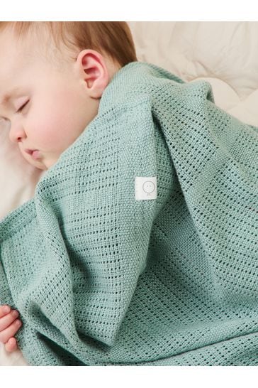 MORI Green Soft Cotton & Bamboo Cellular Baby Blanket