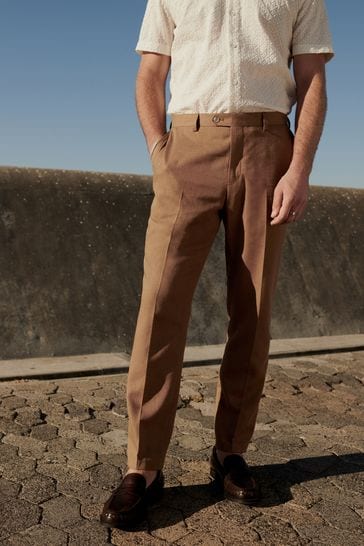 Rust Brown Linen Suit: Trousers
