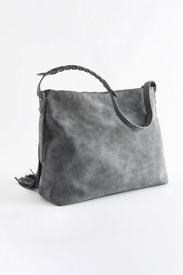 Buy Grey Fringe Hobo Shoulder Bag from Next Ireland