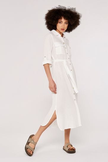 Midi shirt dress with pockets sales