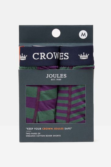 Joules Crown Joules Purple Stripe Cotton Boxer Briefs (2 Pack)
