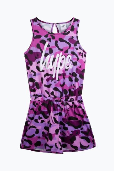 Hype Girls Purple Leopard Playsuit