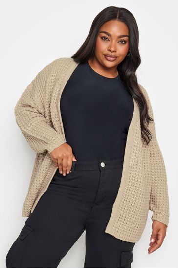 Yours Curve Natural Waffle Knit Cardigan