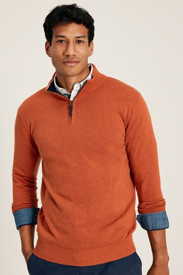 Joules Hillside Orange Knitted Quarter Zip Jumper