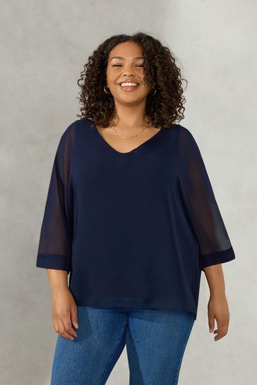 Navy blue chiffon top sale