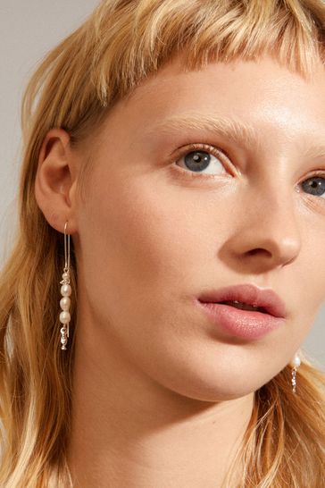 Buy PILGRIM Silver Tone Berthe Dangle Pearl Earrings from Next Ukraine