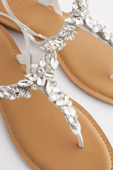 Buy Silver Forever Comfort Jewel Toe Post Sandals from Next Saudi Arabia