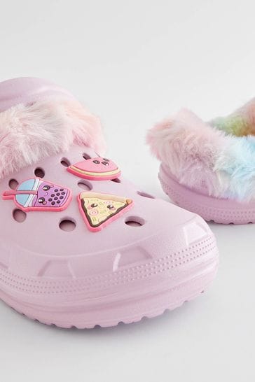 Buy Purple Badge Faux Fur Lined Clog Slippers from Next Ireland