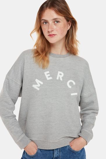 Whistles Grey Merci Logo Sweater