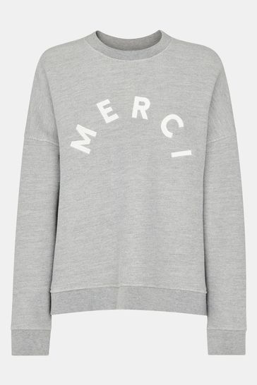 Whistles Grey Merci Logo Sweater