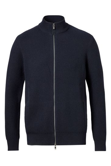 Buy Charles Tyrwhitt Chunky Rib Zip Funnel Neck Cardigan from Next Bahrain
