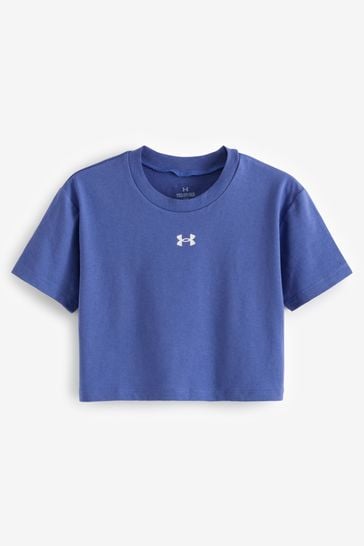Under Armour Blue/White Crop logo T-Shirt
