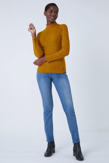Buy Roman Yellow Ribbed Knit Turtleneck Jumper from Next Ireland