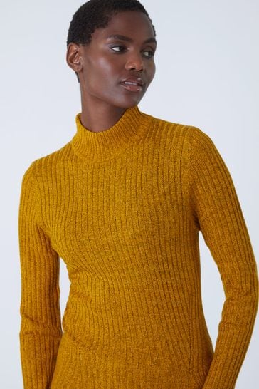 Roman Yellow Ribbed Knit Turtleneck Jumper