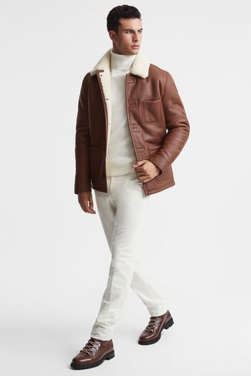 Reiss tan leather jacket 2025