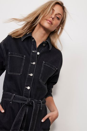 Mint velvet denim deals jumpsuit