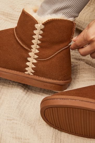 Leather slipper clearance boots