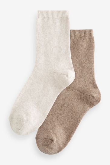 Neutral Thermal Merino Wool Blend Ankle Socks with Cashmere 2 Pack