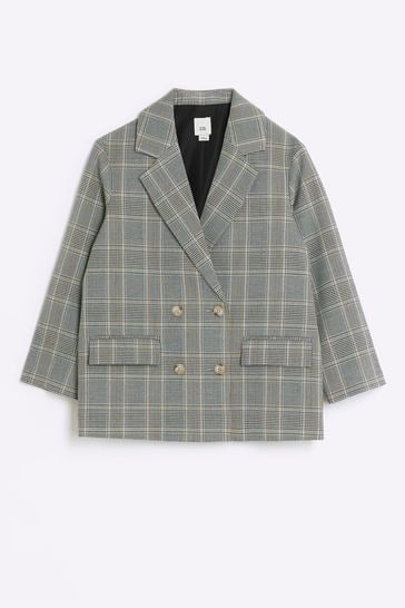 River island double breasted blazer in tartan store