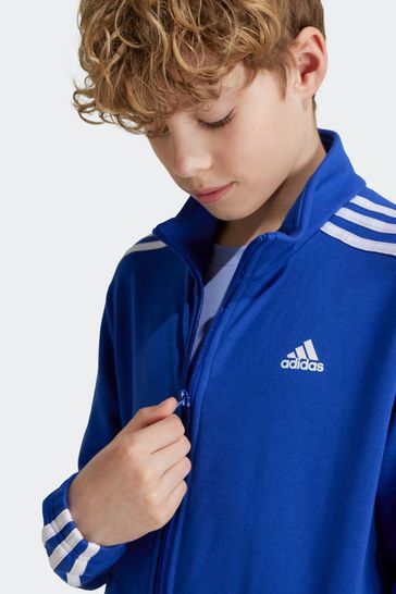 adidas Blue Black Junior Fitted Tracksuit