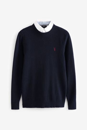 Men's jumper with new arrivals shirt collar insert