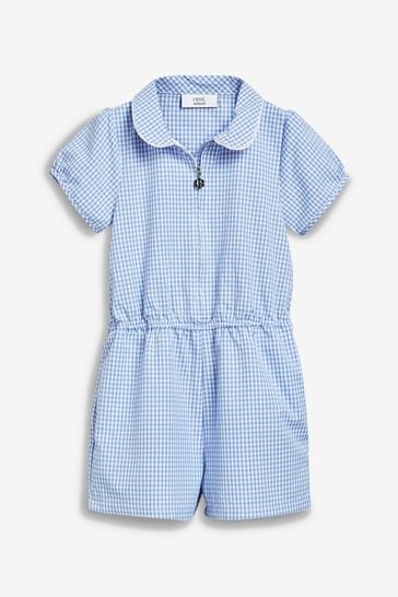 Buy Blue Cotton Rich Gingham School Playsuit 3 14yrs from Next