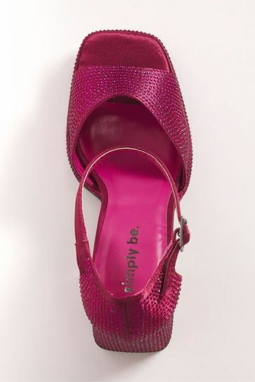 Buy Simply Be Pink Diamante Platform Sandals In Wide Fit from Next